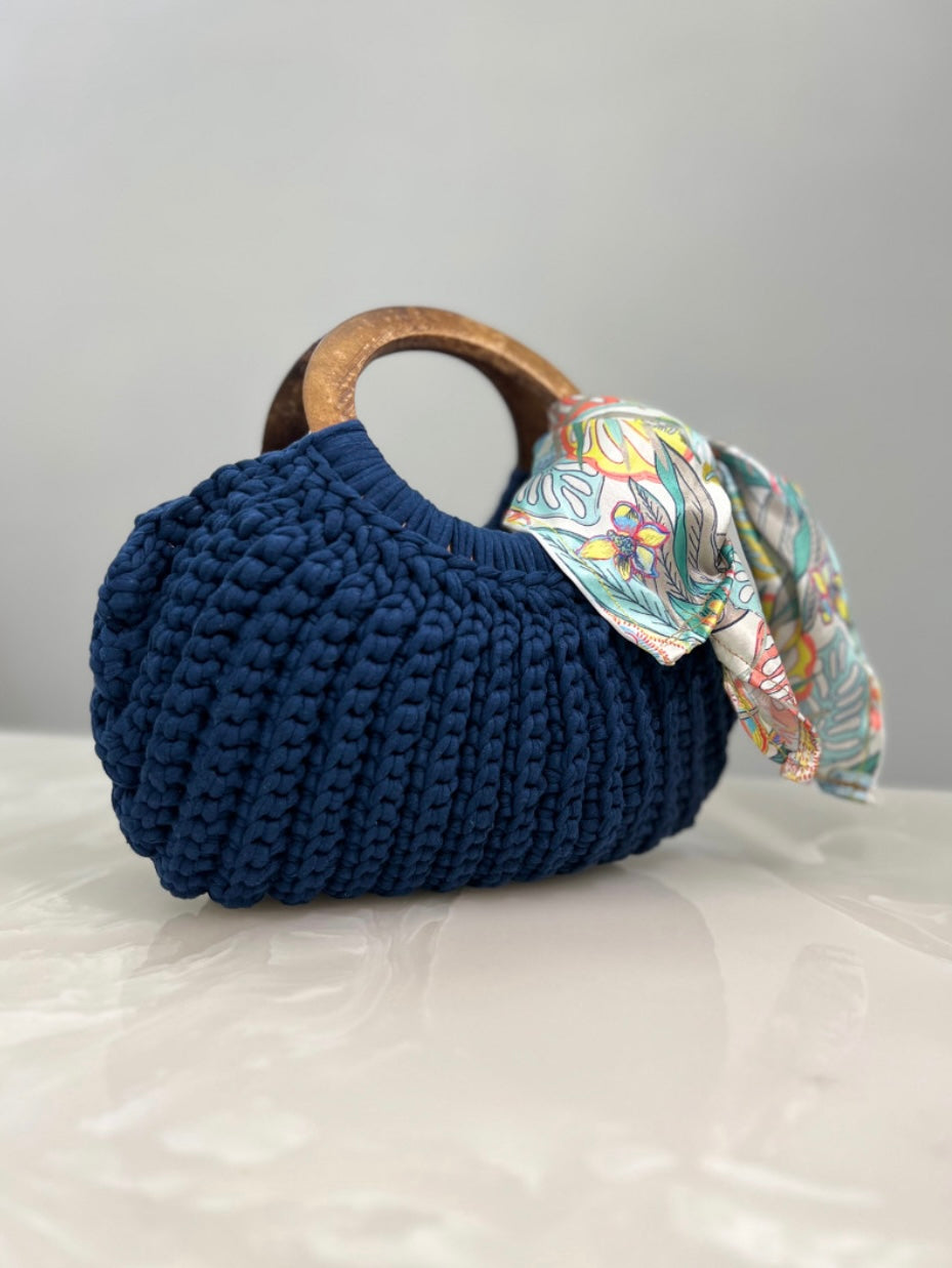 Crochet Handbag Set with Wooden Handles