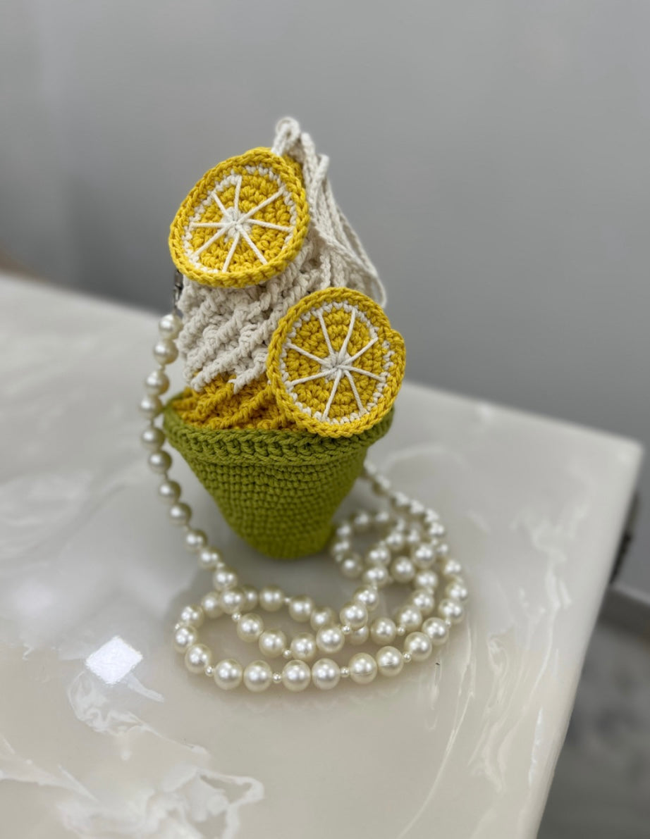 Lemon Swirl Crochet Sling Bag