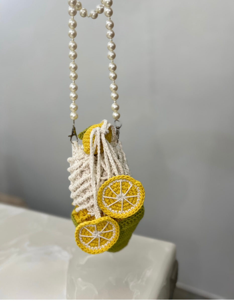 Lemon Swirl Crochet Sling Bag