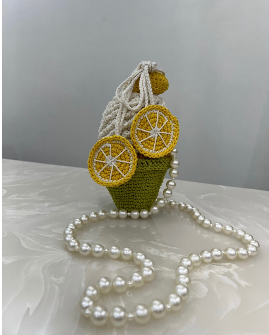 Lemon Swirl Crochet Sling Bag