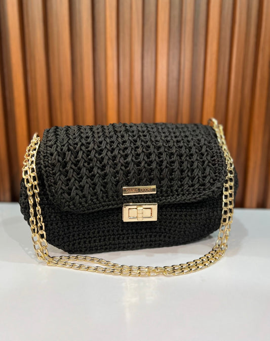 The Midnight Drama Crochet Sling Bag