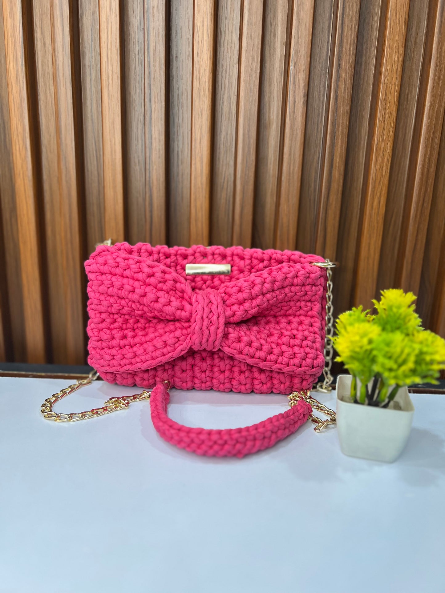 Pink Bow Bliss Crochet Sling