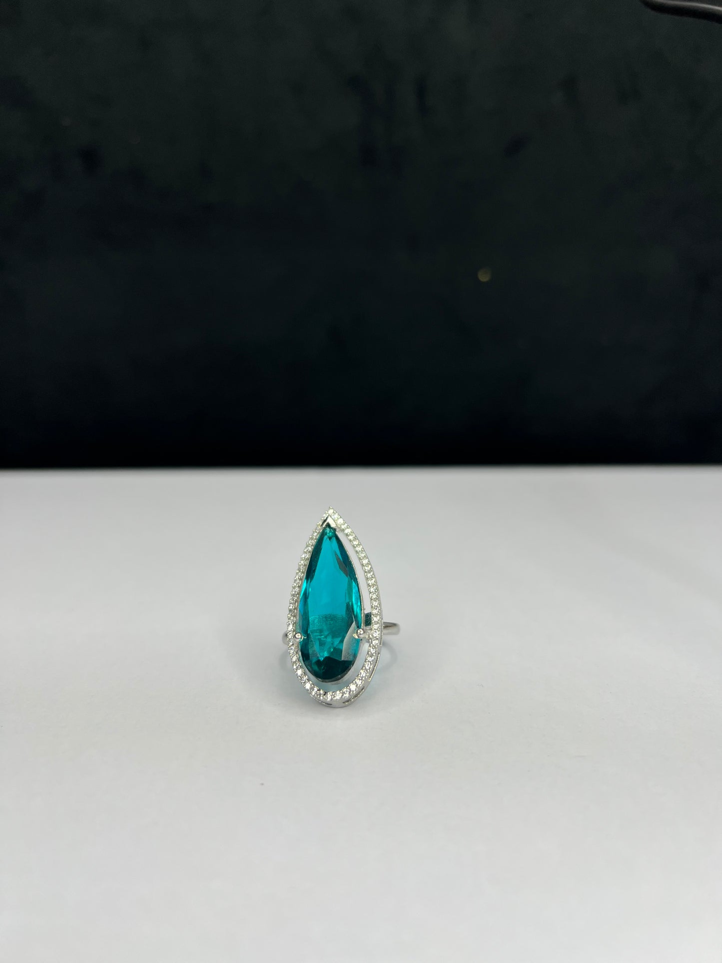 Ocean Drop Pear-Cut Cocktail Ring