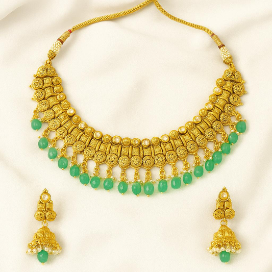 Antique Temple Set With Green Drops