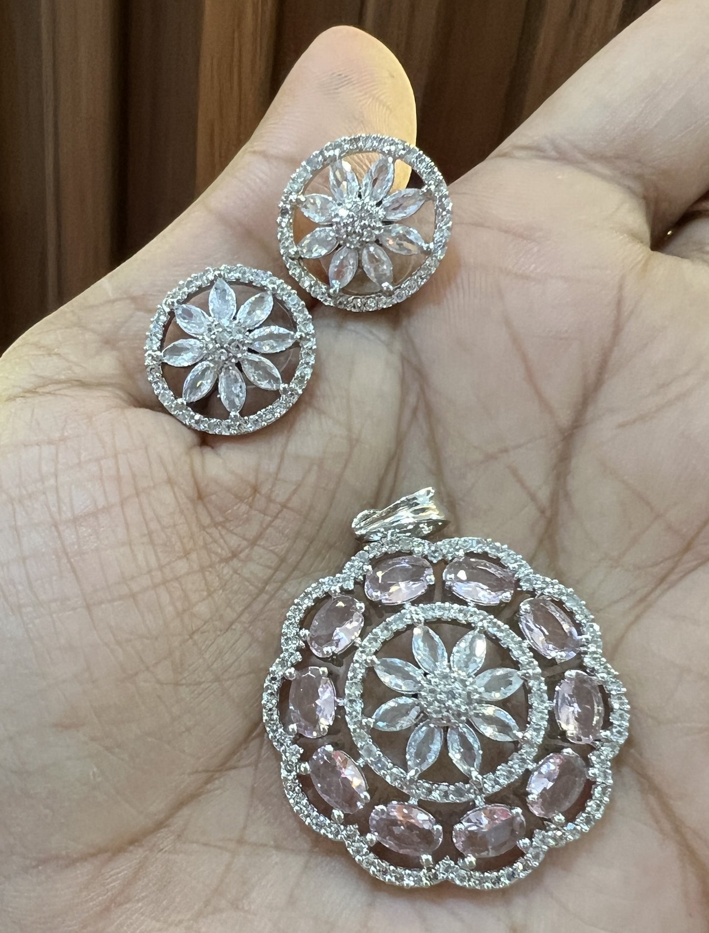 Blush Blossom Pendant & Earrings Set